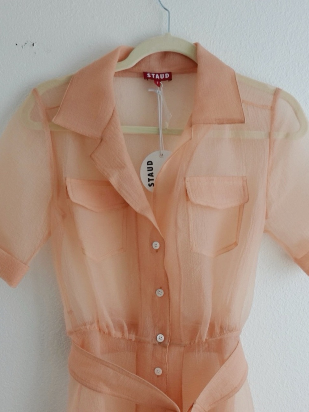 NWT STAUD Millie Dress Peach Organza